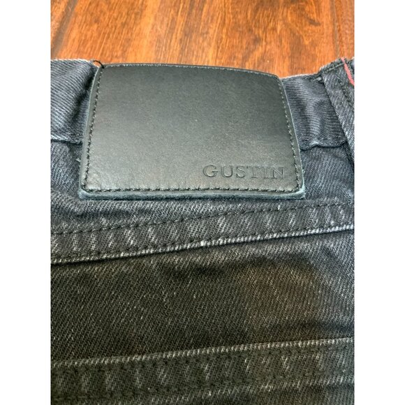Gustin Men's Black Selvedge Denim Slim Straight Raw Jeans, Size 34 - Picture 8 of 10